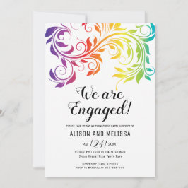 Invitation Rainbow couleurs défiler lesbiennes fiançailles
