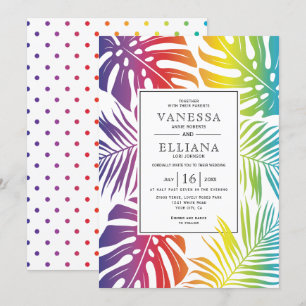 Invitation Rainbow couleurs tropicale feuille gay lesbienne m