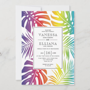 Invitation Rainbow couleurs tropicale feuille gay lesbienne m