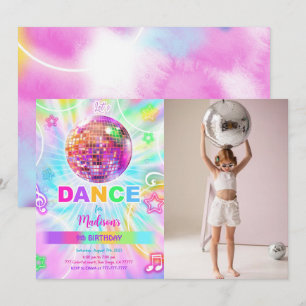 Invitation Rainbow Dance Disco Party Neon Glow Photo