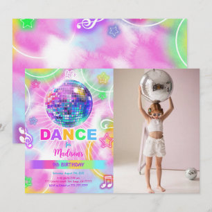 Invitation Rainbow Dance Disco Party Neon Glow Photo