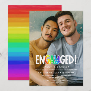 Invitation Rainbow Engayed Big Photo Gay Engagement Party