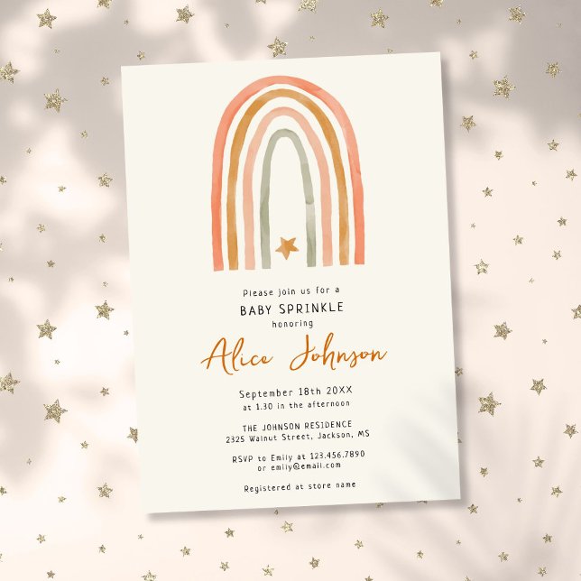 Invitation Rainbow Et Star Boho Baby Sprinkle Douche (Rainbow And Star Boho Baby Sprinkle Shower Invitation)