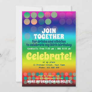 Invitation Rainbow fête d'anniversaire Super
