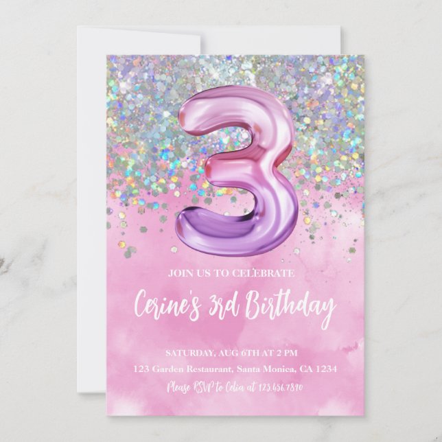 Invitation Rainbow Foil 3e anniversaire (Devant)