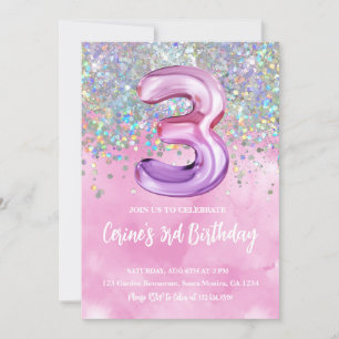 Invitation Rainbow Foil 3e anniversaire
