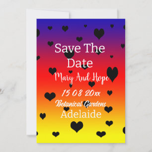 Invitation Rainbow Hearts Sauvez La Date Gay Mariage,