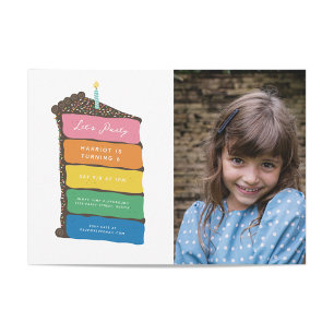 Invitation Rainbow Layer Cake et la fête d'anniversaire de la