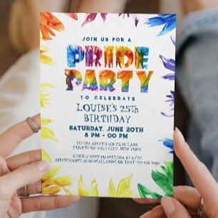 Invitation Rainbow Letters et Backround Fide fête d'anniversa