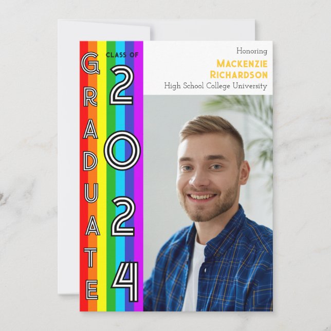 Invitation Rainbow LGBT Graduation Party Photo (Devant)