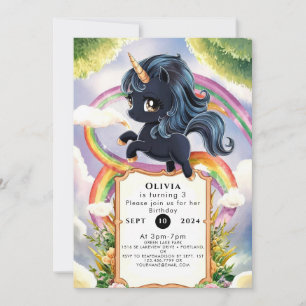 Invitation Rainbow Magic Black Unicorn Anniversaire