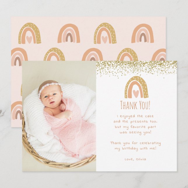 Invitation Rainbow Onederday Photo Merci (Devant / Derrière)