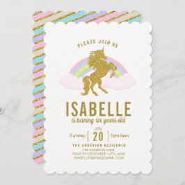 Invitation Rainbow Parties scintillant Unicorn Anniversaire F