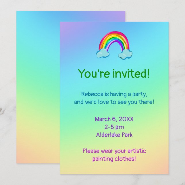 Invitation Rainbow Party (Devant / Derrière)