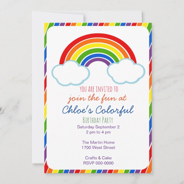 Invitation Rainbow Party (Devant)