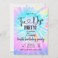 Rainbow Pastel Tie Dye Party Anniversaire Invitati