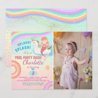 Rainbow Pool Party Unicorn Mermaid Birthday Photo