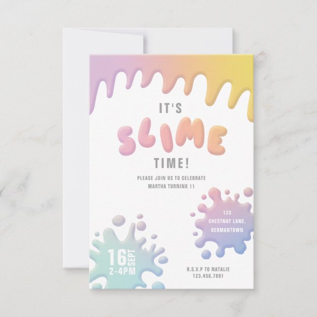 Invitation Rainbow slime party (Devant)