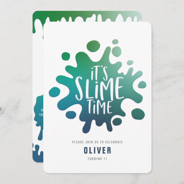 Invitation Rainbow slime party (Devant / Derrière)