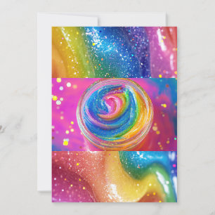 Invitation Rainbow Slime Personnalisé fête d'anniversaire