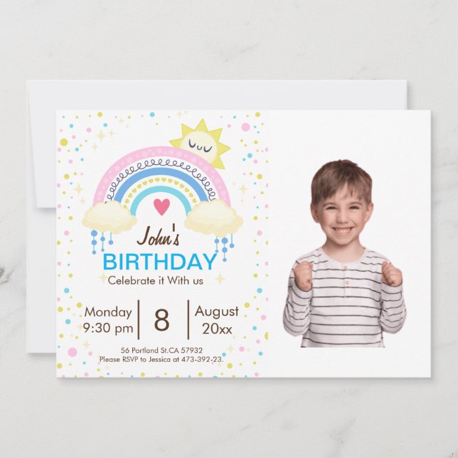 Invitation Rainbow Sprinkle Anniversaire de enfant Party (Devant)