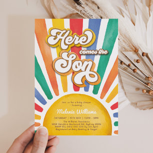 Invitation Rainbow Sunshine Baby shower Voici le fils