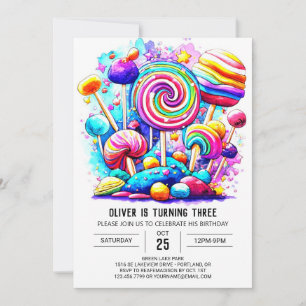 Invitation Rainbow Sweet Chocolate Anniversaire