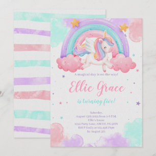Invitation Rainbow Unicorn Anniversaire Magique Unicorn