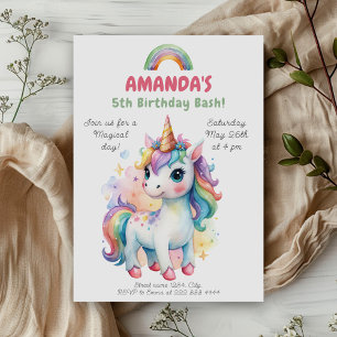Invitation Rainbow Unicorn Magic Anniversaire Célébration