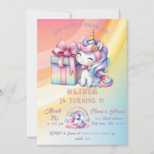 Invitation Rainbow Unicorn Magic Moment Girl Anniversaire