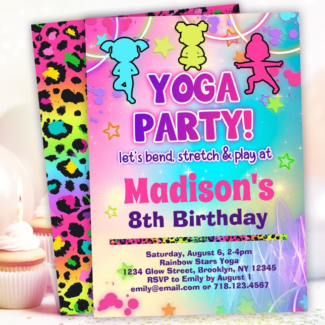 Invitation Rainbow Yoga fête d'anniversaire (Créateur téléchargé)