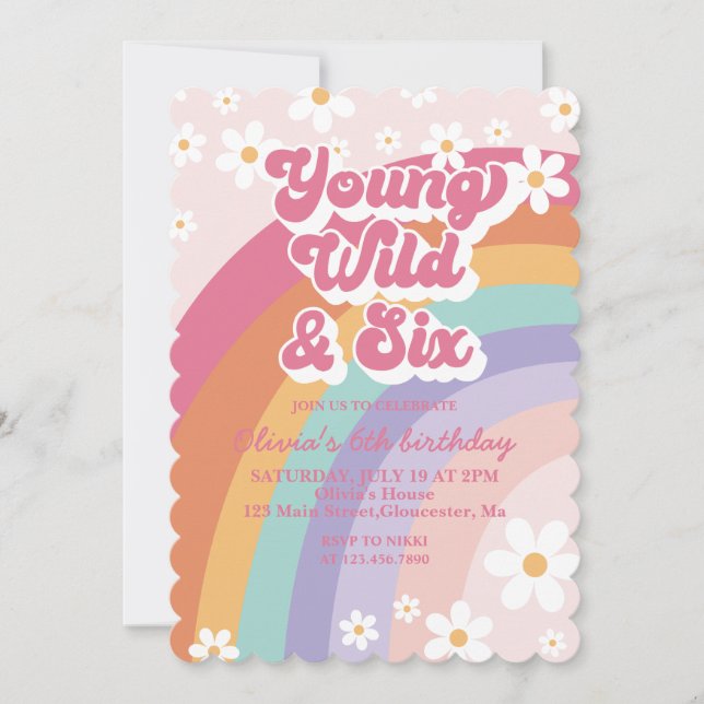 Invitation Rainbow Young Wild et Six 6e anniversaire Invitati (Devant)
