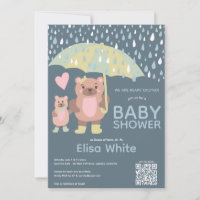 Raindrops Mama & Baby Bear QR CODE Douche personna