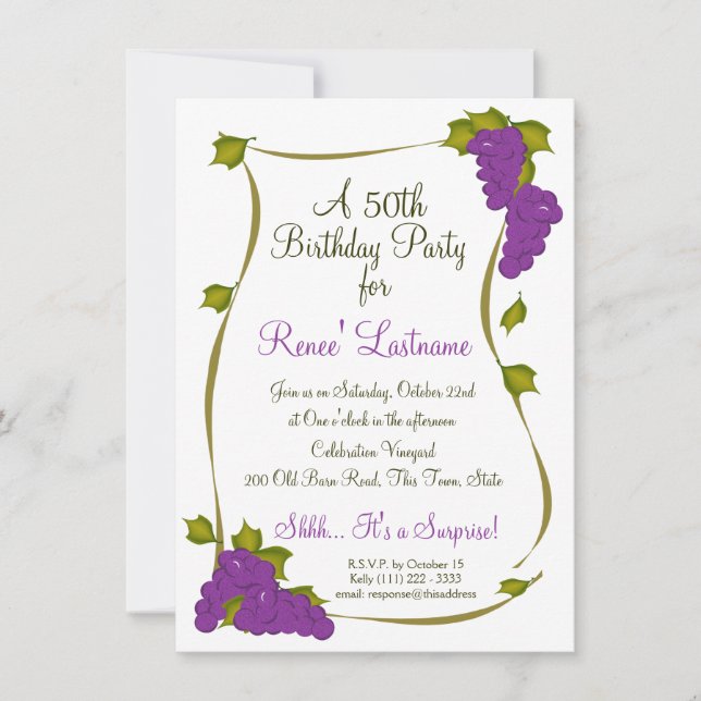 Invitation Raisins de récolte 50e anniversaire (Devant)
