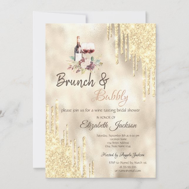 Invitation Raisins de vin Gold Drives Brunch & Bubbly (Devant)