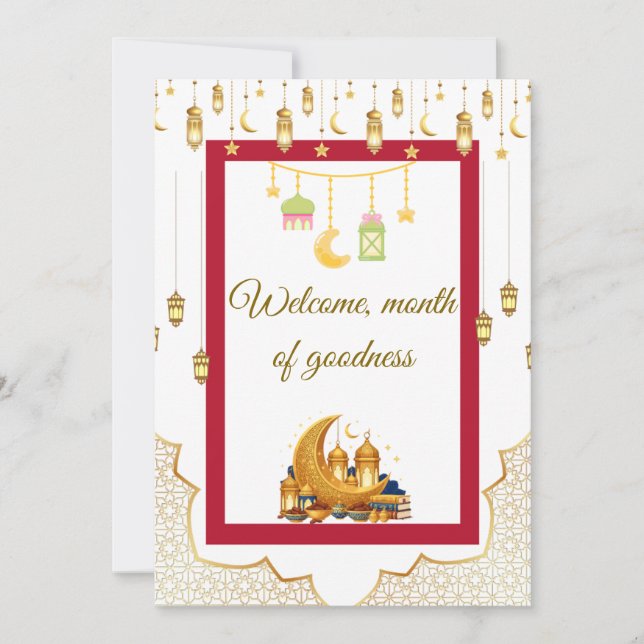 Invitation Ramadan Kareem Greeting Card Elegant Islamic Desig (Devant)