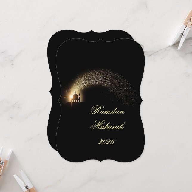 Invitation Ramadan Mubarak 2026 personalized  Elegant Card  (Devant/Arrière en situation)
