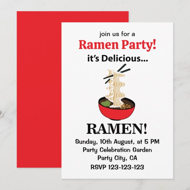Invitation Ramen C'est délicieux Ramen (Devant / Derrière)