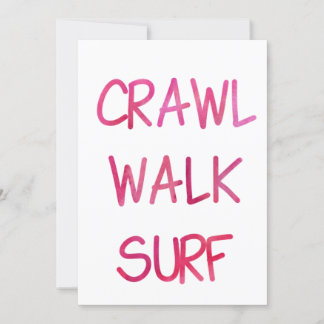 Invitation Ramper Marcher Surfer avec Police Rose