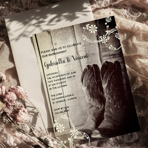 Invitation Ranch Russe Boots Cowboy Fleur d'engagement