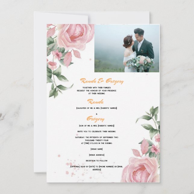 Invitation Randa et Grégory Ensemble avec leurs familles Requ (Devant)