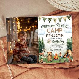 Invitation Randonnée en Camping Photo Anniversaire