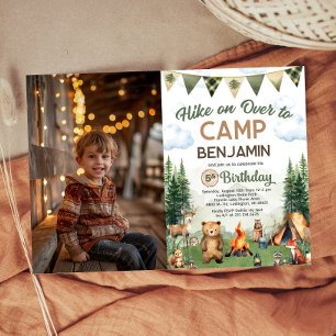 Invitation Randonnée en Camping Photo Anniversaire