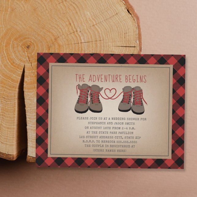 Invitation Randonnées Boots Adventure Buffalo Wedding shower (Créateur téléchargé)