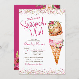 Invitation Rangée, Crème de glace Fête des mariées florale
