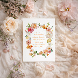 Invitation Ranunculus Citrus Mariage d'Été Enregistrez la Dat