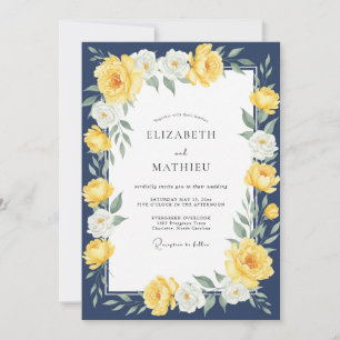 Invitation Ranunculus doré de minuit Eucalyptus tendre Mariag