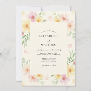 Invitation Ranunculus Eucalyptus Mariage Jaune Pâle