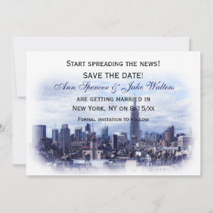 Invitation Rappel à sauvegarder Dreamy Bleu Nuit NYC à la dat
