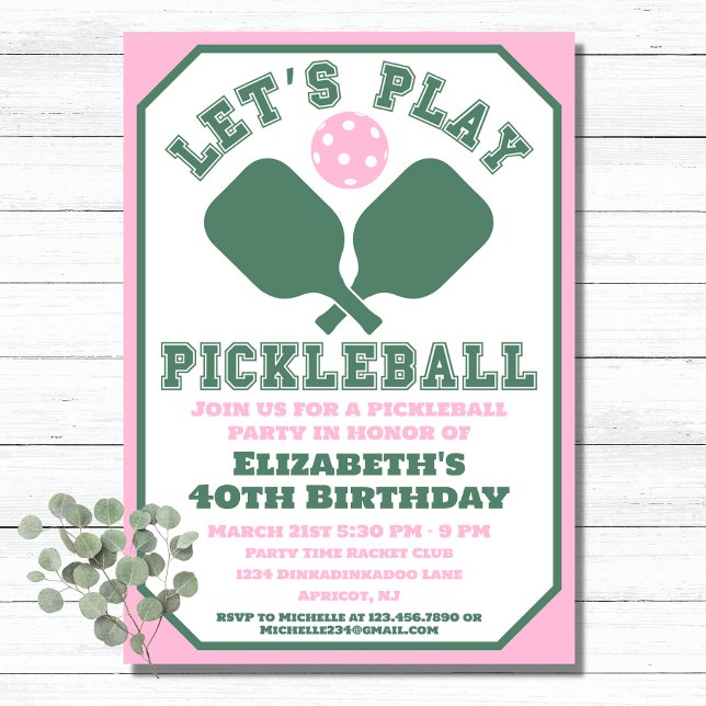 Invitation Raquettes de sports pour fête de pickleball (Créateur téléchargé)